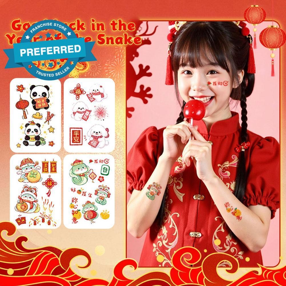 2025 New Year Snake Year Stickers Glitter Stickers Cute Cartoon ...