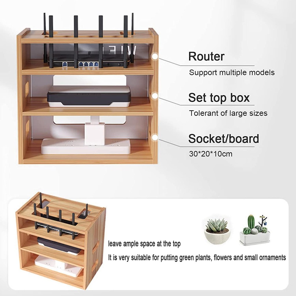 Solid wood router box home desktop storage box simple office wire ...