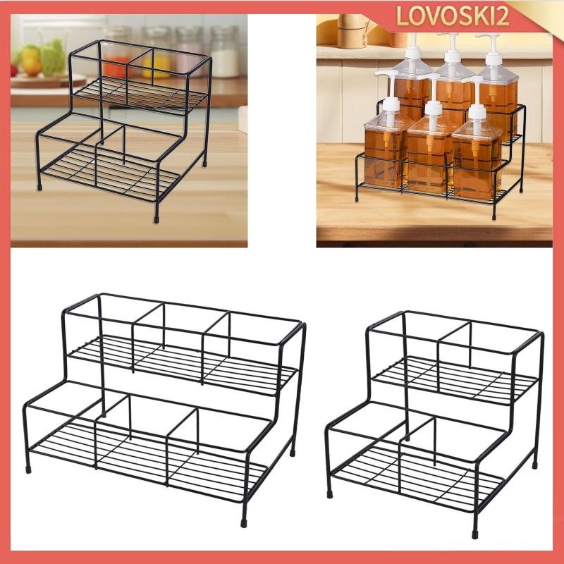 [LovoskiacMY] Coffee Syrup Organizer Rack 2 Tier Metal Display Stand ...