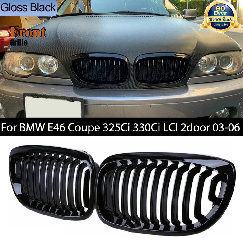 Gloss Black Kidney Grille Grill Set For BMW E46 2-Door 325Ci 330Ci 328i 1999-2002 (AstraDepot)