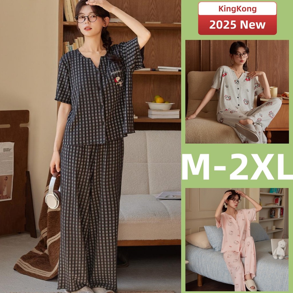 Baju Tidur Padded Pyjamas Women Cotton Pajamas Set Short sleeve ...