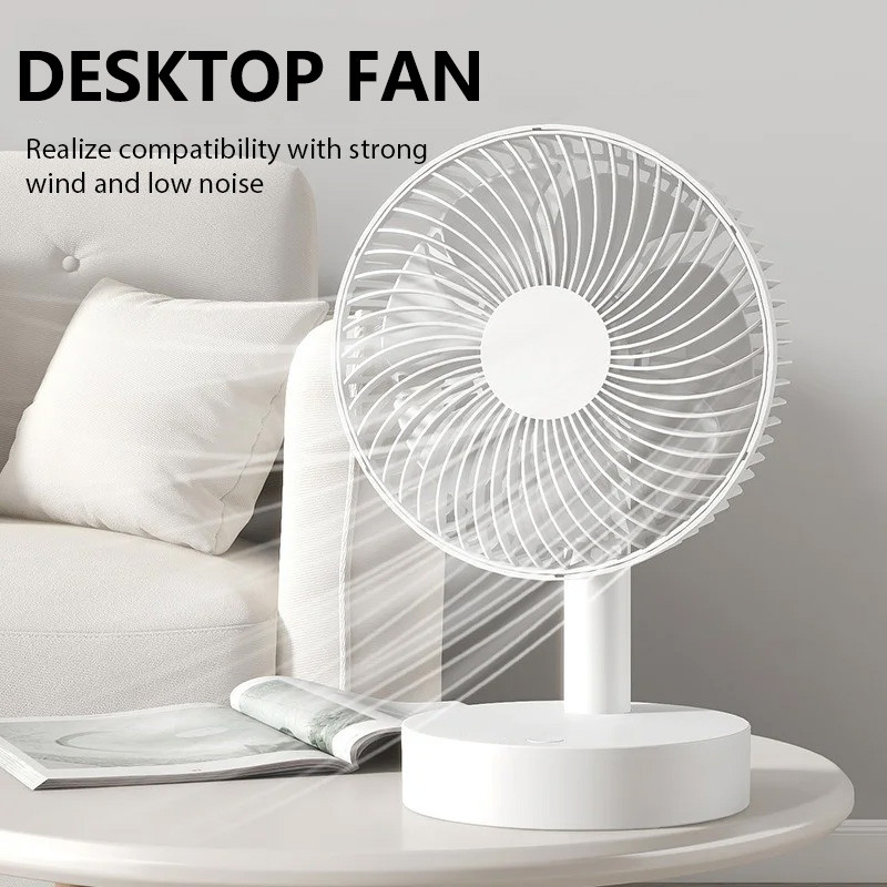 USB Electric Fan Rechargeable Desktop Fan Adjustable 4 Speed Strong ...