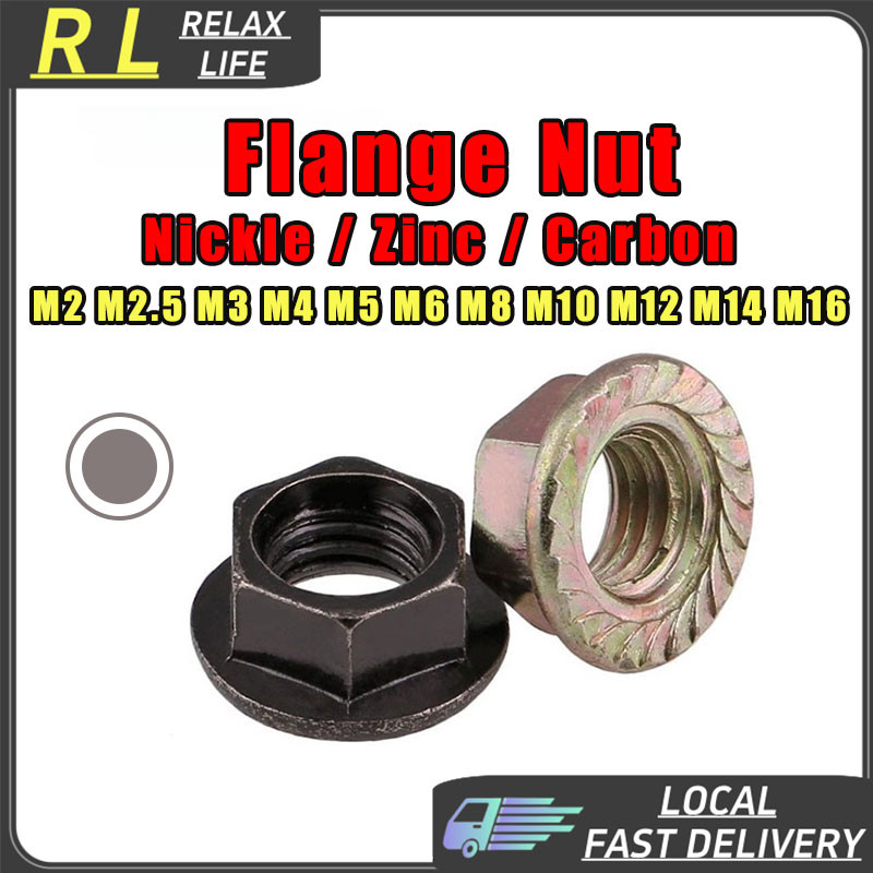 [RL] M2-M12 Flange Nut With Tooth Nickle / Zinc Plated / Black Carbon ...