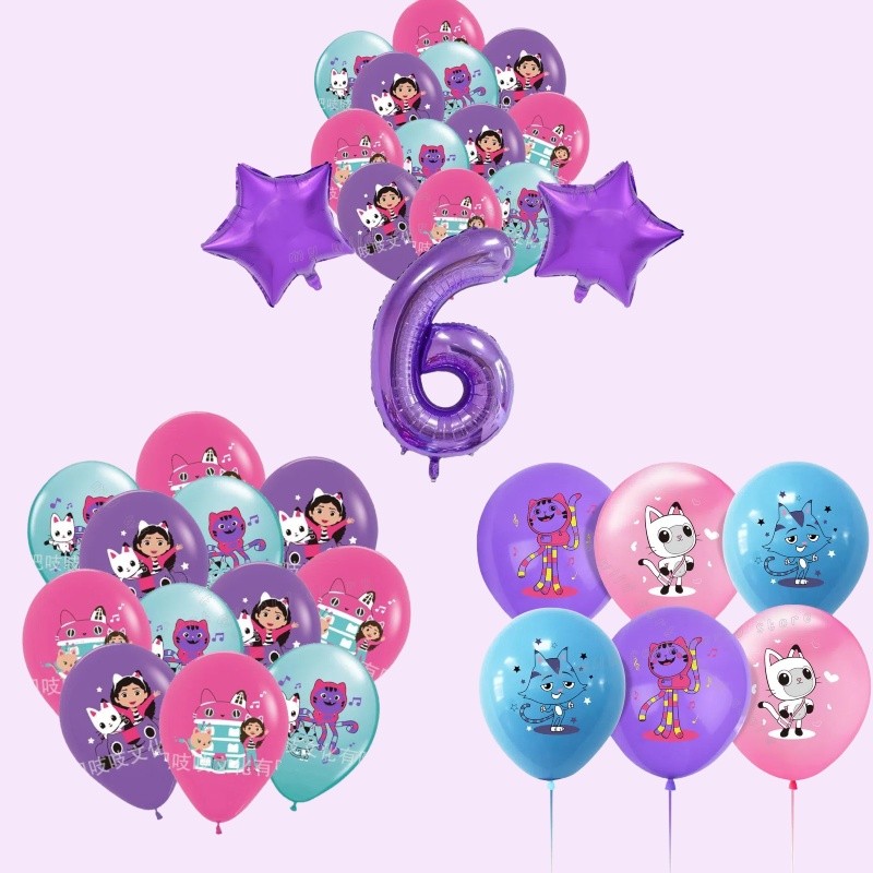 Gabby's Dollhouse Theme Children's Party Digital Balloon Cartoon Color ...