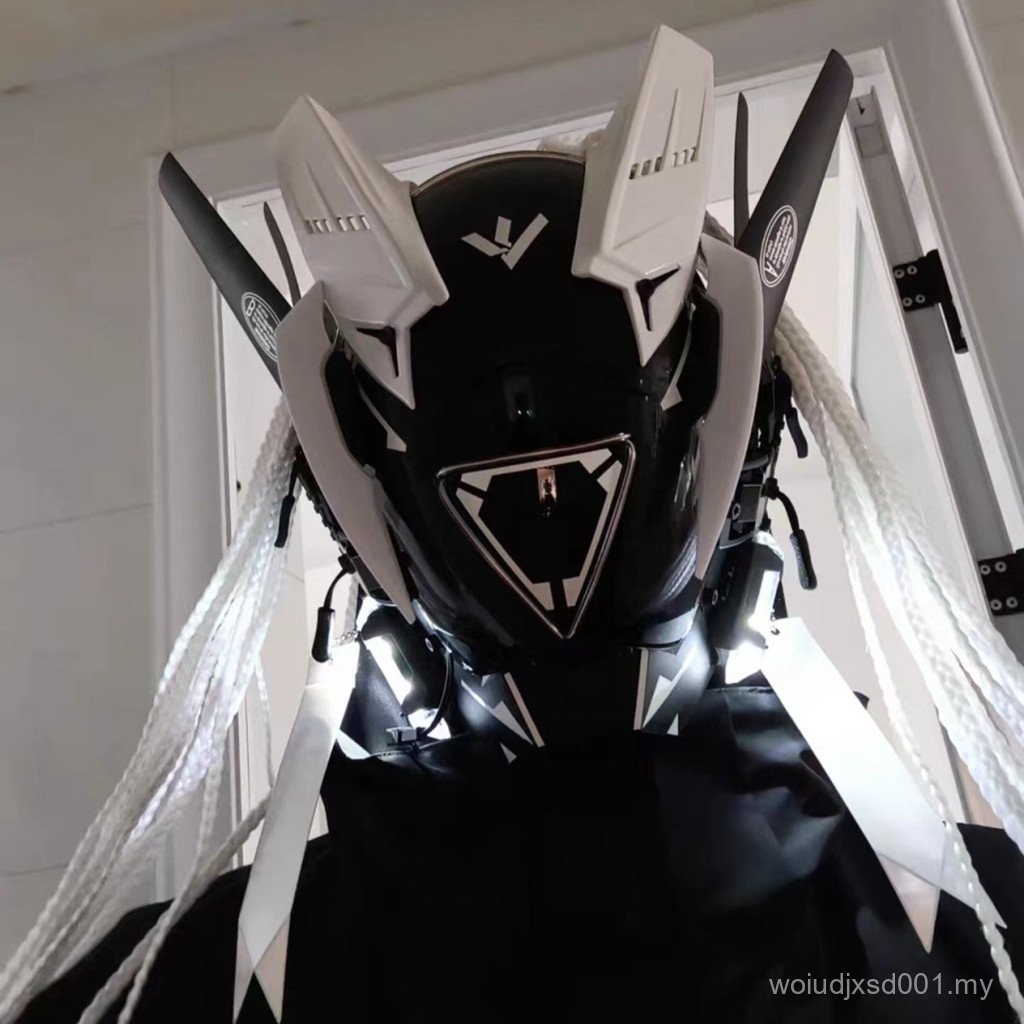 Cyber punk topeng diy teknologi rasa tinggi nilai bercahaya topi ...