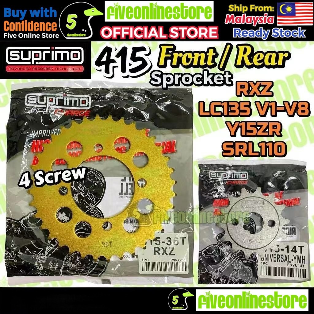 SUPRIMO 415 RXZ LC135 SRL110 SRL115 Y15ZR Y16 125ZR 4 Screw Gold Rear ...