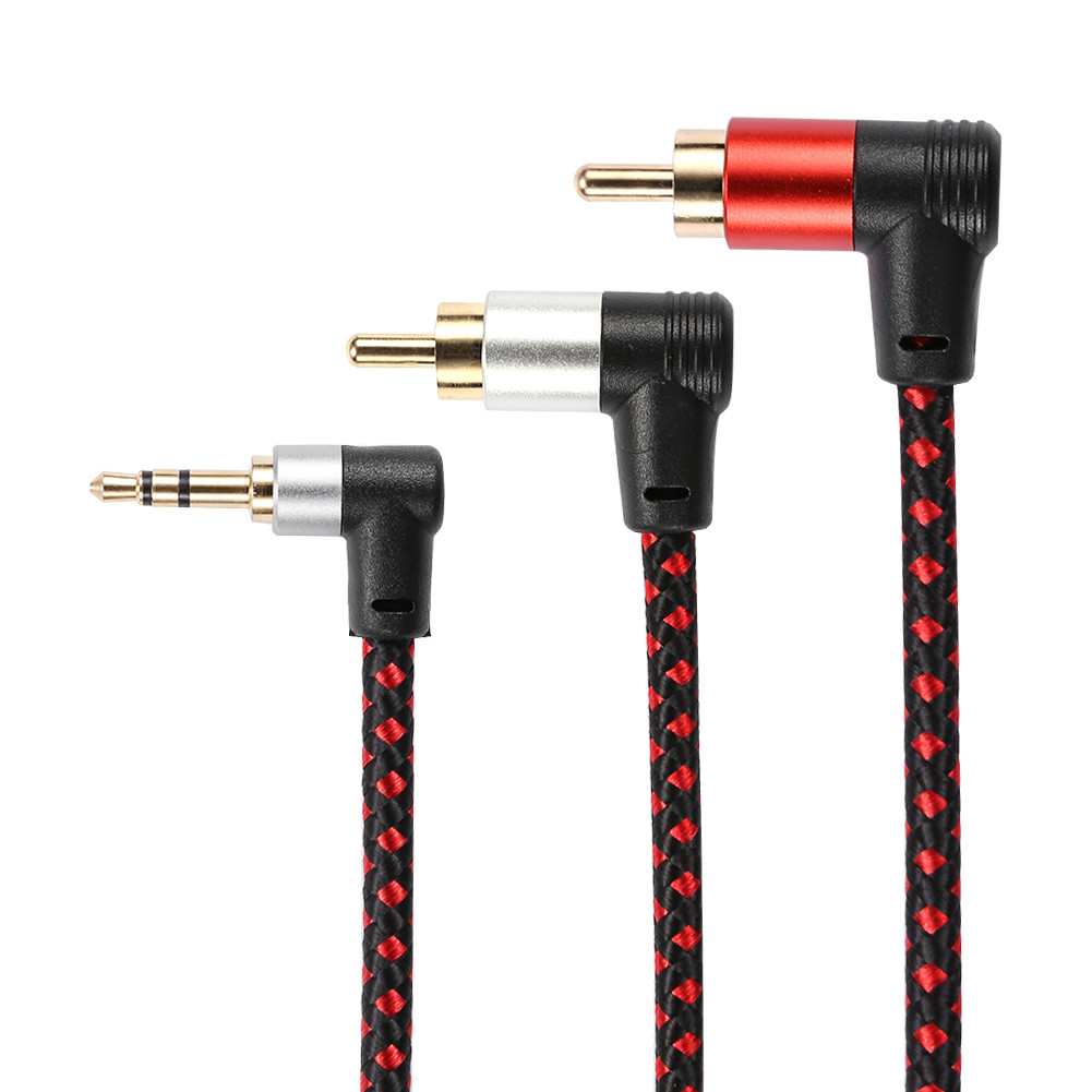 90 Degree 3.5mm Male to 2 RCA Male Cable Classic Practical Multi ...
