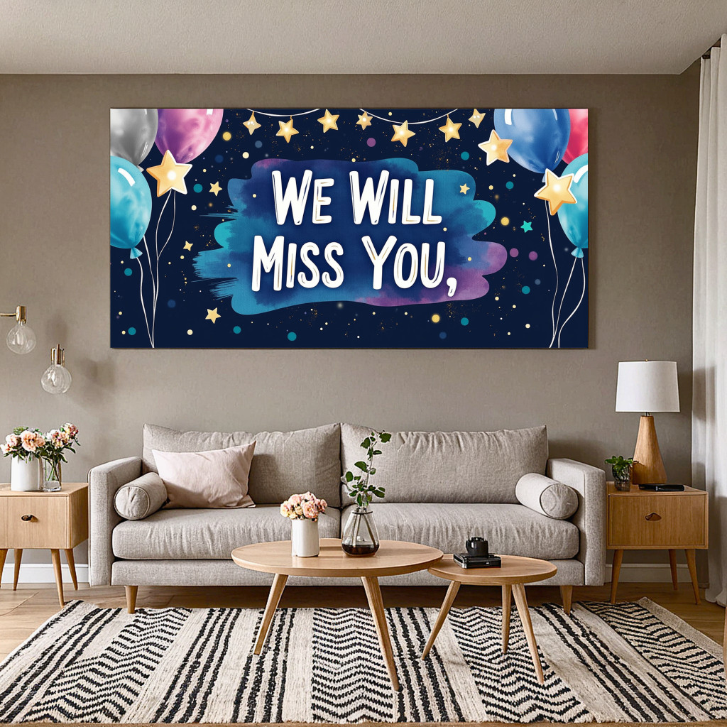 We Will Miss You Backdrop, Going Away Party Decorations, Blue Farewell ...