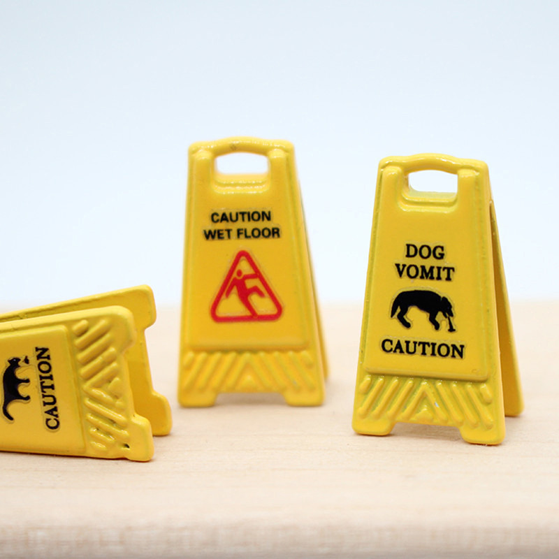 [LJC] 3Pcs Dollhouse Mini Caution Wet Floor Sign For Kids Construction ...