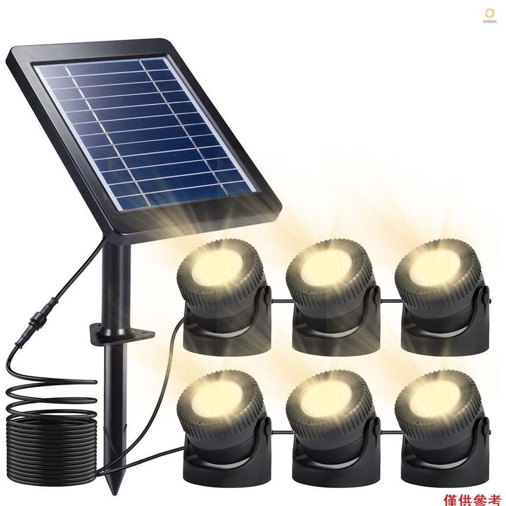Ado)Set of 6 Warm White Solar Pond Lights LED Submersible Fountain ...