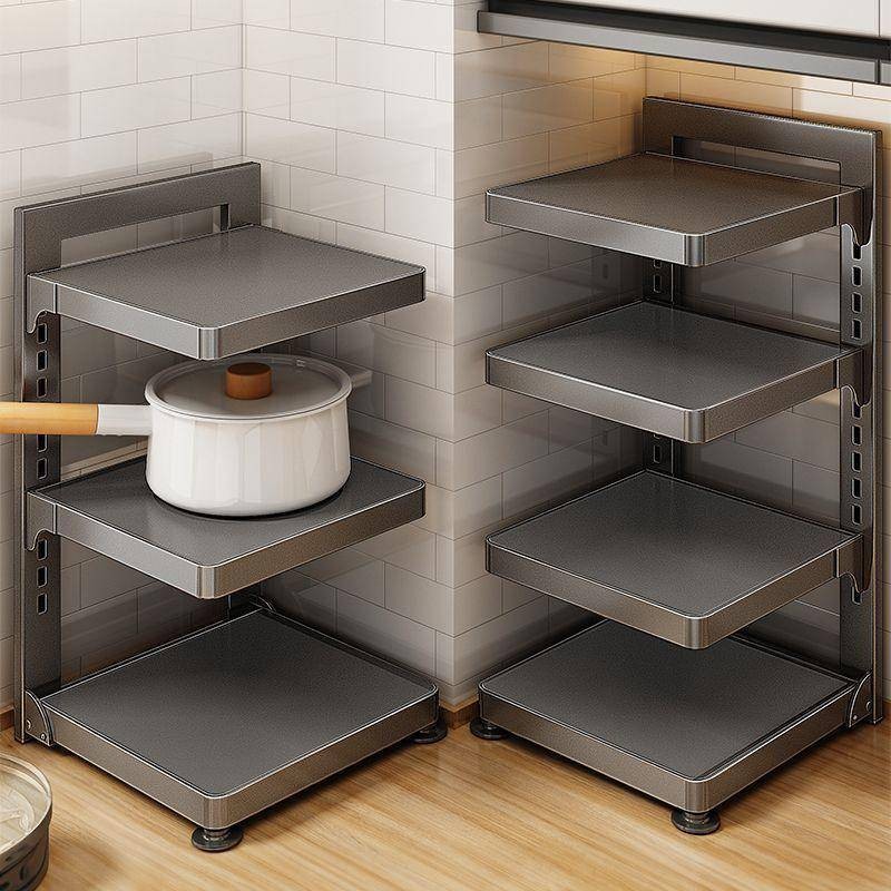 White kitchen storage rack, multi-layer pot storage rack ...
