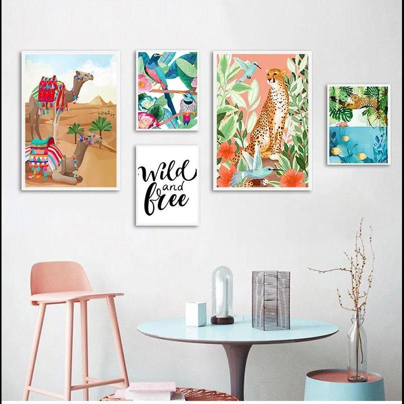 Seni Dinding Haiwan Hutan Eksotik - Poster dan Cetakan Kanvas Nordic ...