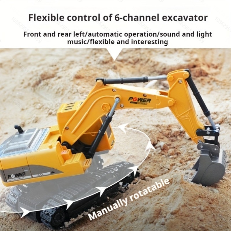 6-Channel Alloy RC Excavator- 1:24 Scale with 270° Rotation | Remote ...