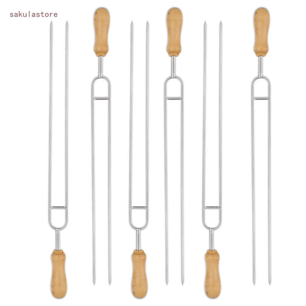 6-Piece Metal BBQ Grilling Fork Set | 12 Inch Stainless Steel Skewers | U-Shape Design For Outdoor Cooking