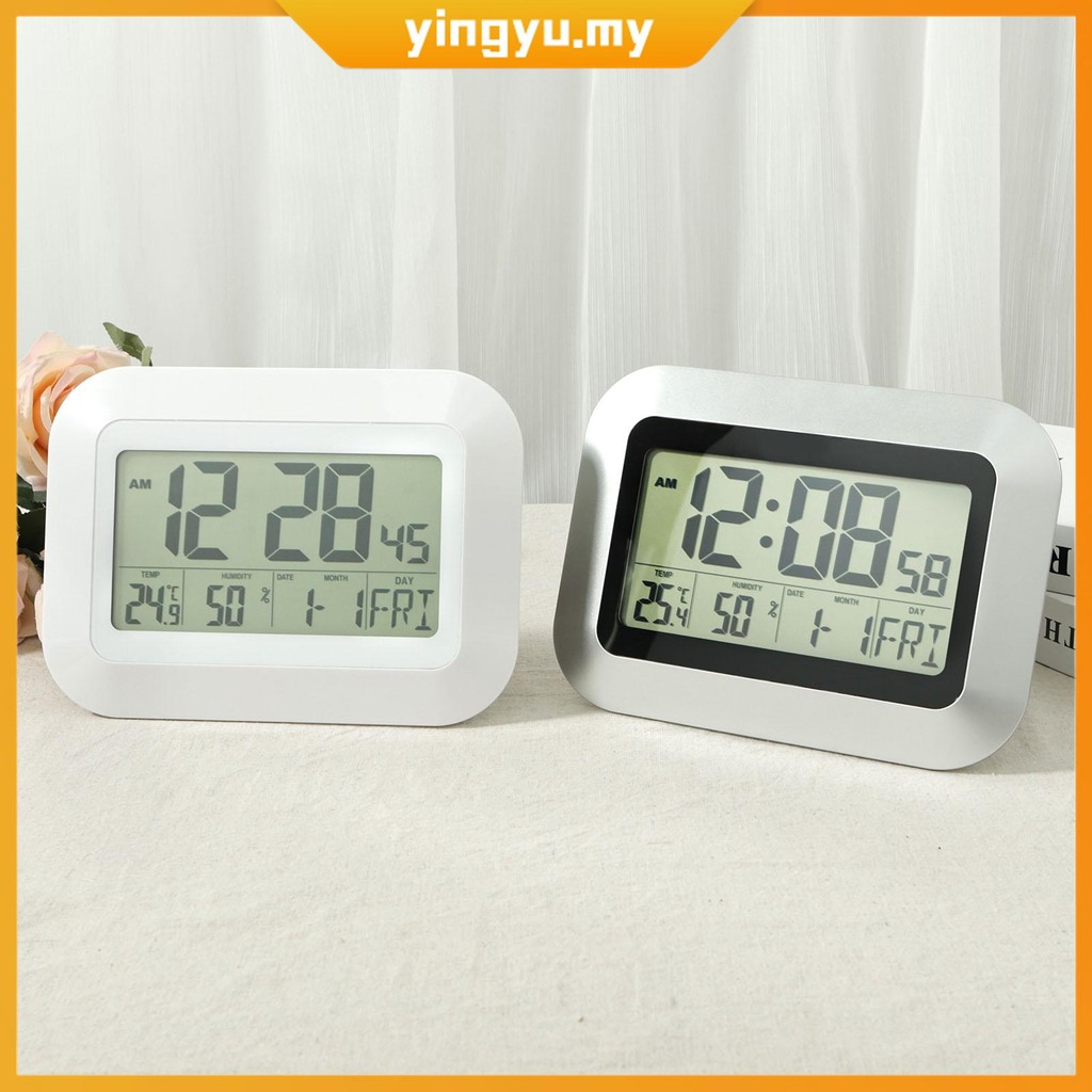 Digital Wall Clock Large LCD Display Electronic Desk Clock Battery ...