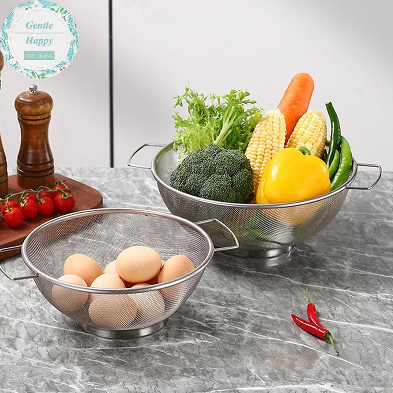 GentleHappy 3pcs Stainless Steel Drain Basket Colander Fruit Rice ...