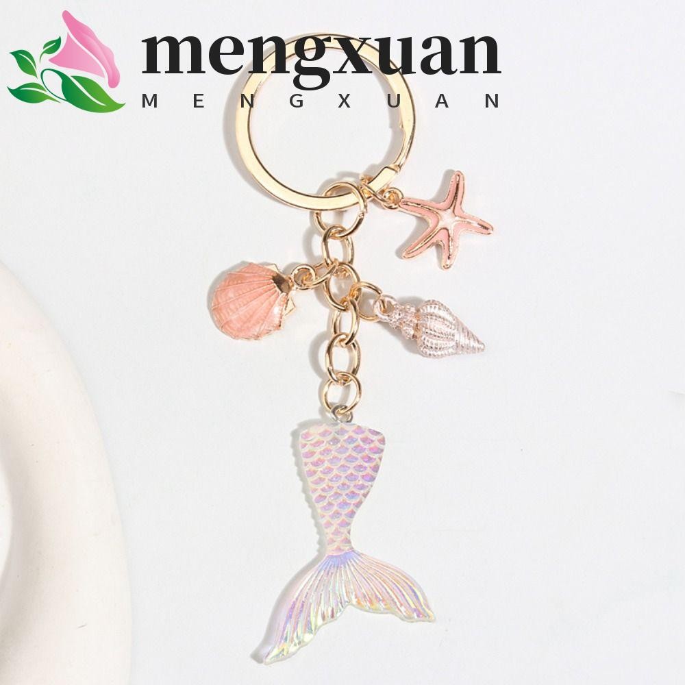 MENGXUAN Starfish Shell Conch Heart Keyring, Starfish Conch Mermaid ...