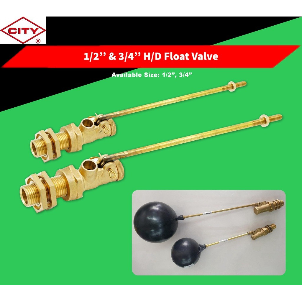 City 1/2'' & 3/4'' Heavy Duty Brass Float Valve For Toilet Cistern ...
