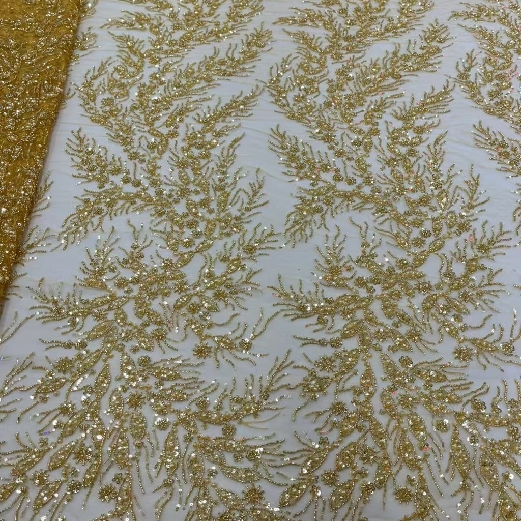 Lebar 130 sm Panjang 90 ㎝ Kain Sulaman Manik Manik Labuci Kemasan Renda ...