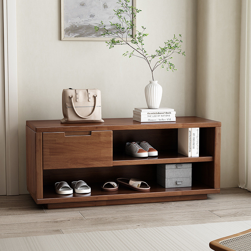 Solid Wood Shoe Cabinet Shoe Bench Drawer Household Door Simple Modern ...