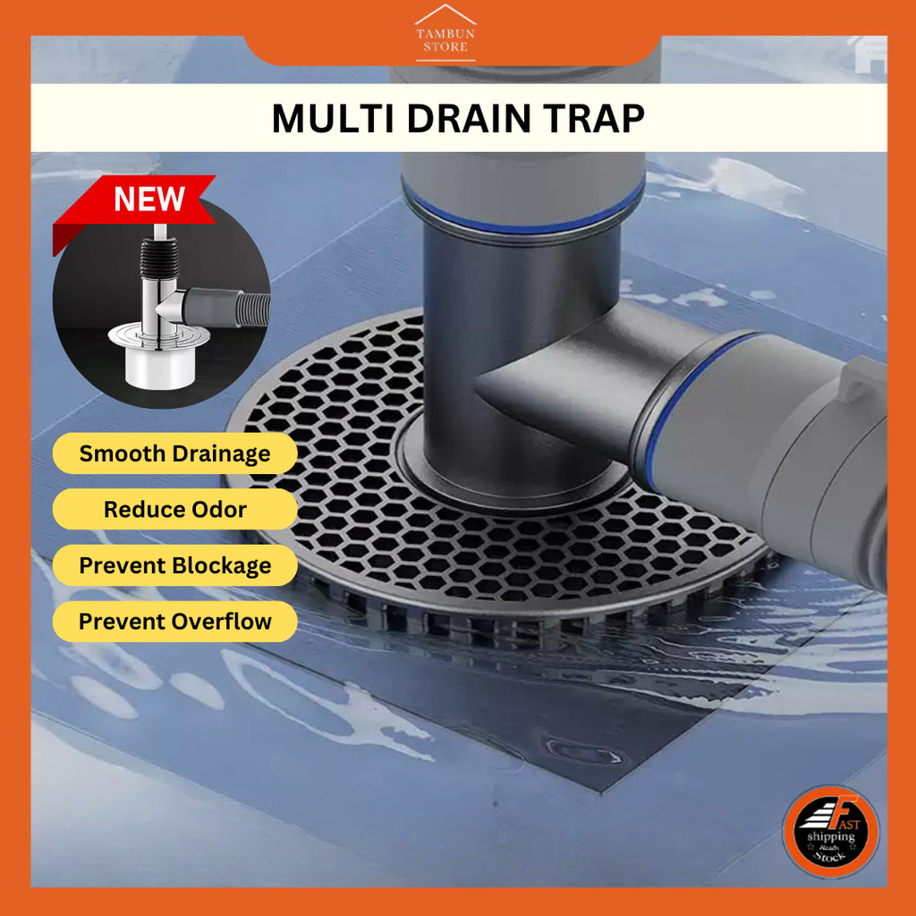 2 /3/ 4 Way Drain Trap Cover Hair Clog Remover Blockage Reduce Odor ...