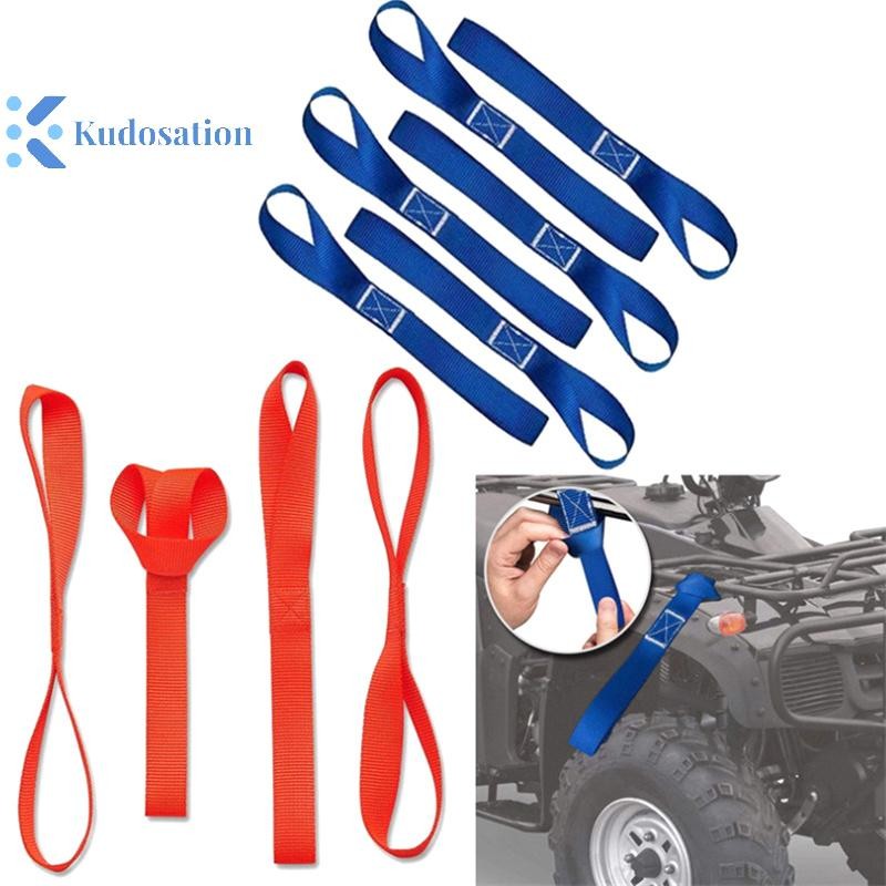 Soft Loop Tie Down Straps - 1.500 Laadvermogen & 2,0 kg Breeksterkte - 6 Pack - Lussen voor het beveiligen van ATV, UTV, motorfietsen, scooters, crossmotoren, gazon- en tuingereedschap - door AUGO