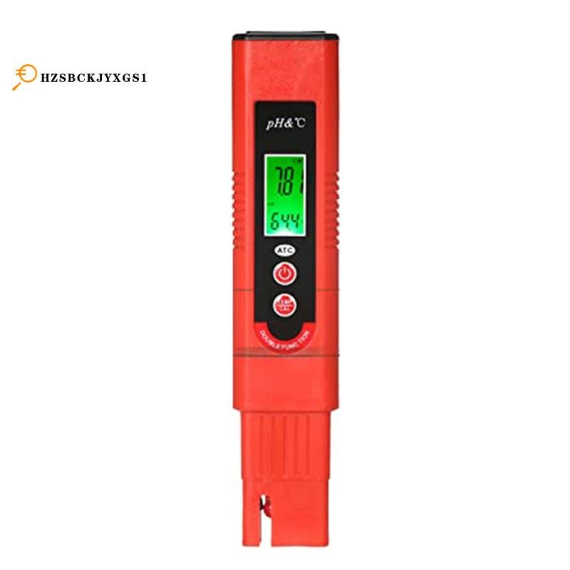 PH Meter Red PH Meter Three-Color LCD Display PH Pen Automatic ATC ...