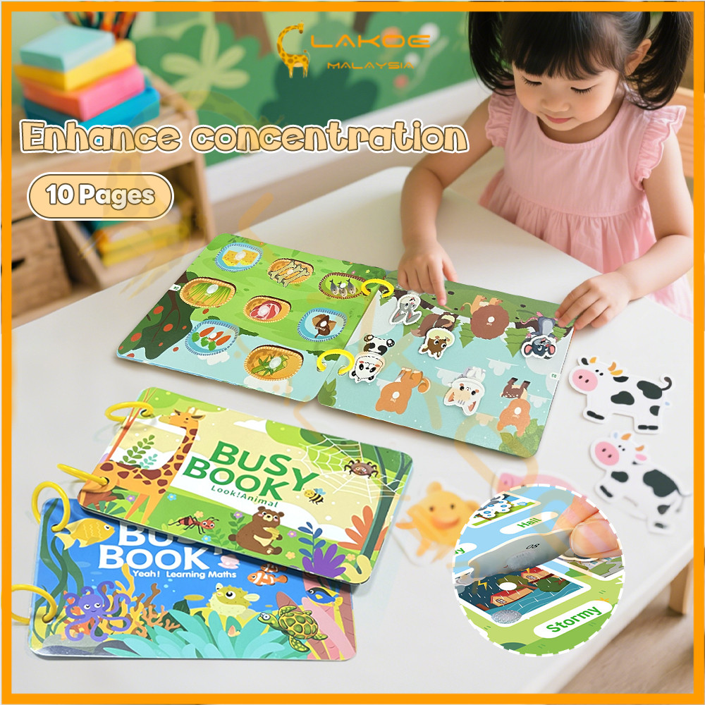 lakoe Busy Book Enlightenment Quiet Book Reusable Activity Book ...