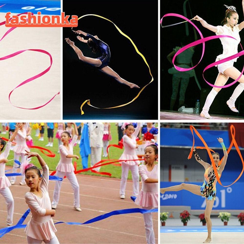 FASHIONKA Dance Ribbon Rainbow Stick Gymnastics Ribbon Twirling Rod ...
