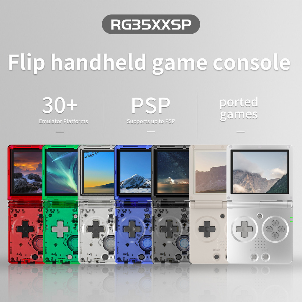 ANBERNIC RG35XXSP Console Portable Rétro Clamshell Argent - Écran IPS 3,5" 3300mAh, WiFi Bluetooth, 640x480