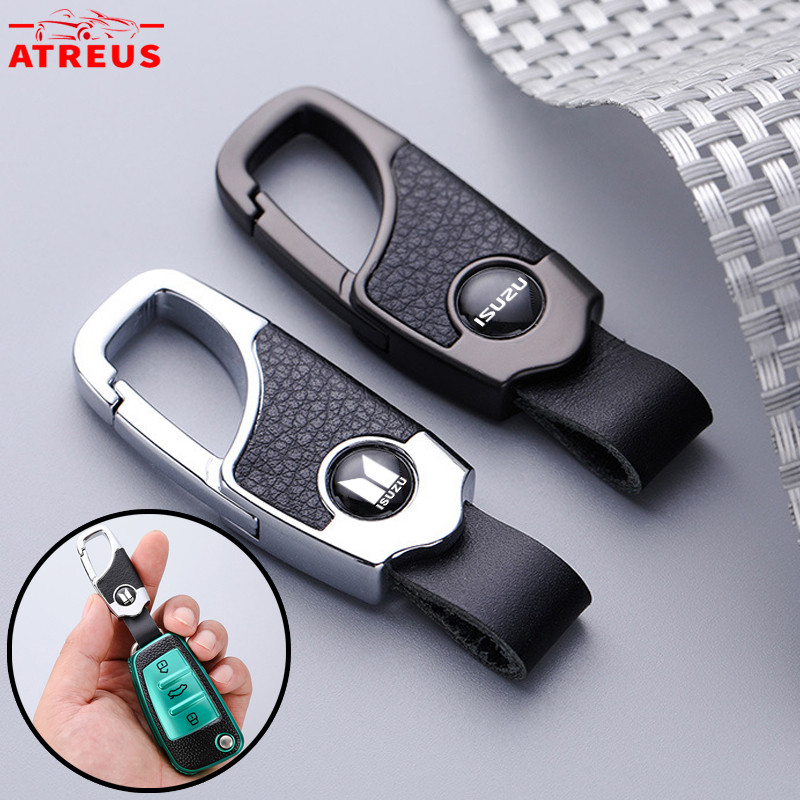 Isuzu Dmax Mux Car Logo Keychain Metal Leather Car Keychain Creative ...
