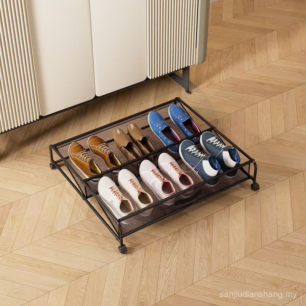 Bed Bottom Storage Shoe Rack with Wheels Removable Under Bed Shoe ...