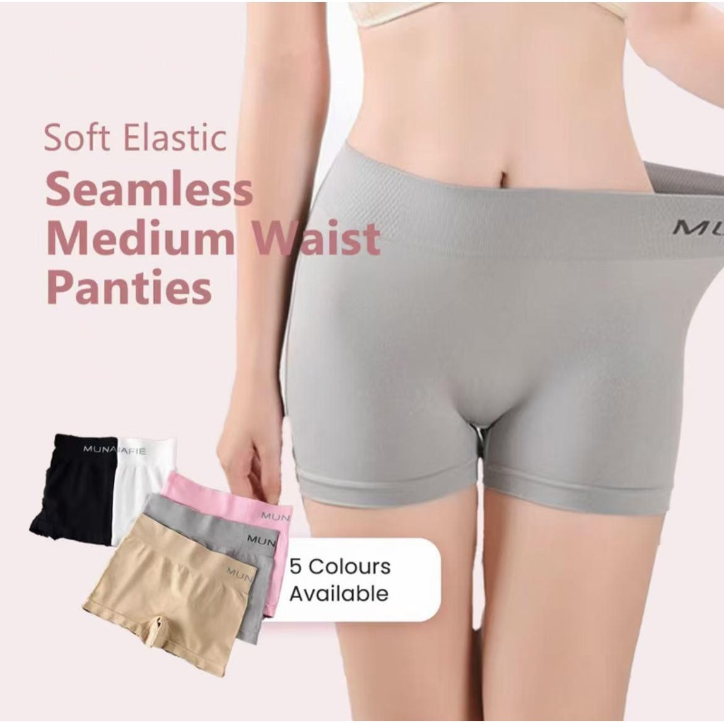 Women Pure Color Lace Waist Safety Pants