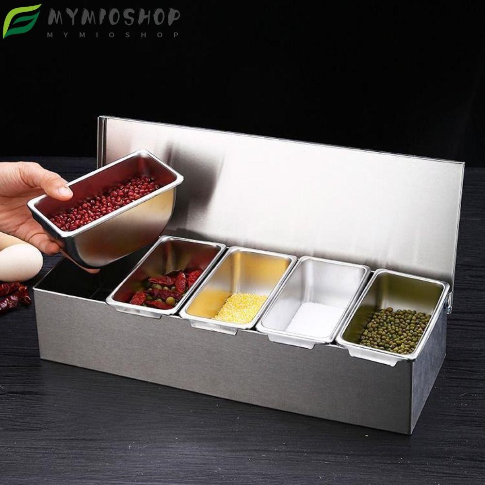 MIOSHOP Seasoning Box, 304 Stainless Steel With Spoon Condiments ...