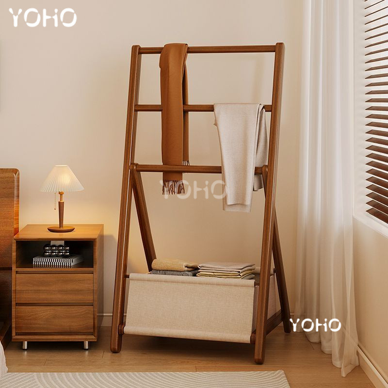 Retro floor-standing clothes rack home bedroom hanging clothes rack ...