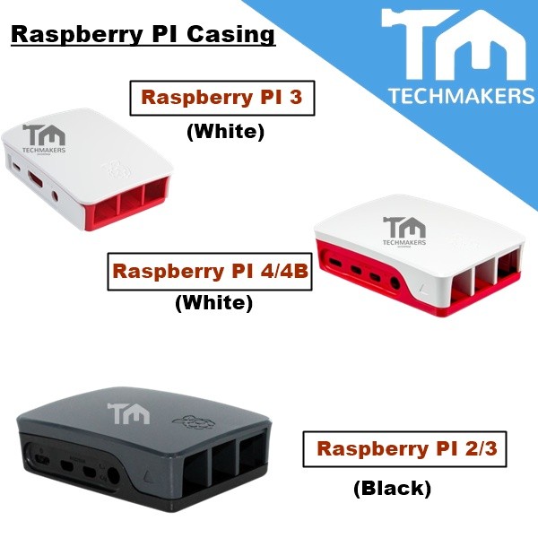 Raspberry Pi Casing for Version 4/4B and 2/3 Plastic Case Cover Official White/Red Black TechMakers