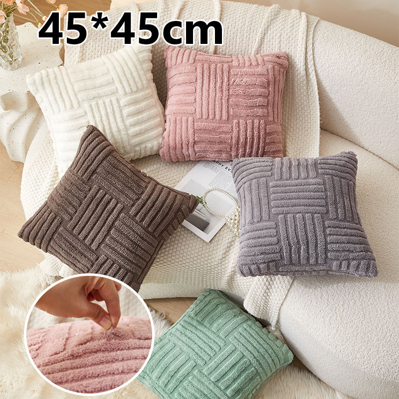 Soft Plush Throw Pillow Covers Cushion Case Square Pillowcase Home