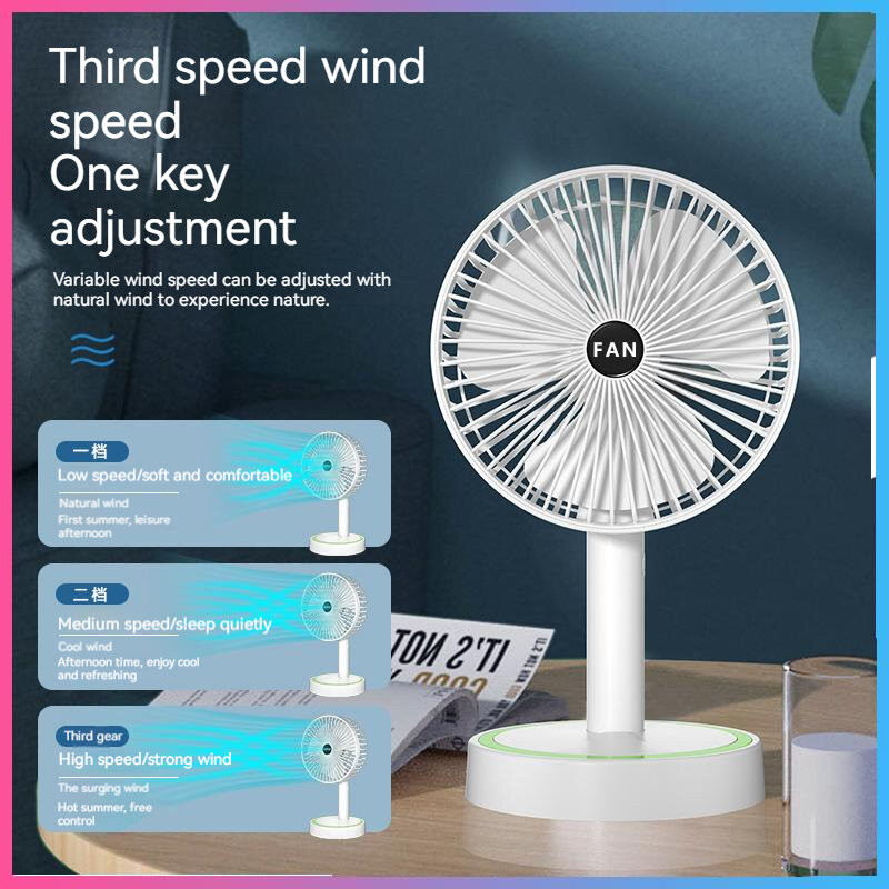 MYMini Shaking Head Rechargeable Fan Foldable Moving Head Retractable ...