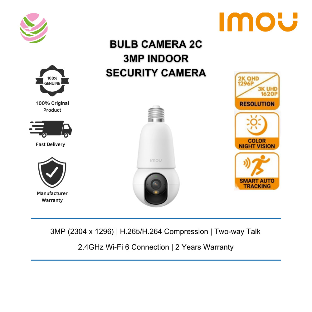 IMOU Bulb Camera 2C 3MP Indoor Security Camera (2K/3K HD Image Easy ...