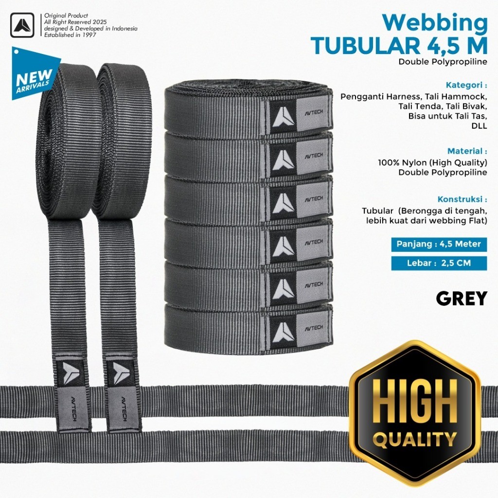 AVTECH - 4,5 Meter Tubular Webbing Rope – Strong, Flexible, Tough ...