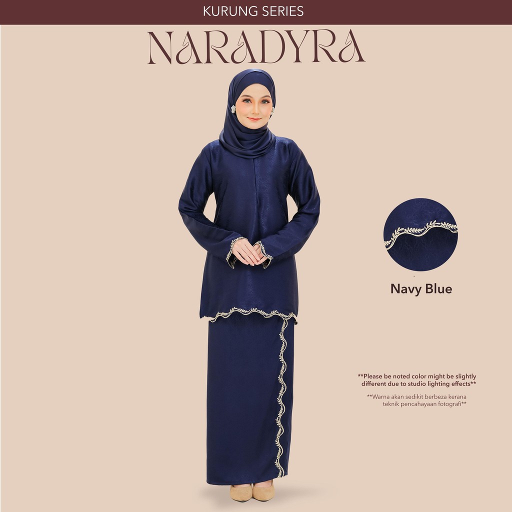 KURUNG NARADYRA Baju Kurung Kedah Baju Wanita Muslimah Sutera Sulam Floral Long Sleeves Minimalist