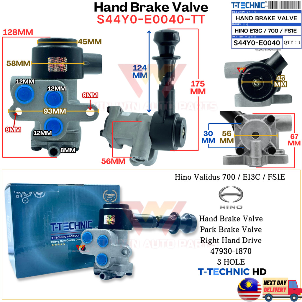 S44Y0-E0040-TT Hino E13C FS1E INJAP BREK TANGAN Hand Brake Valve