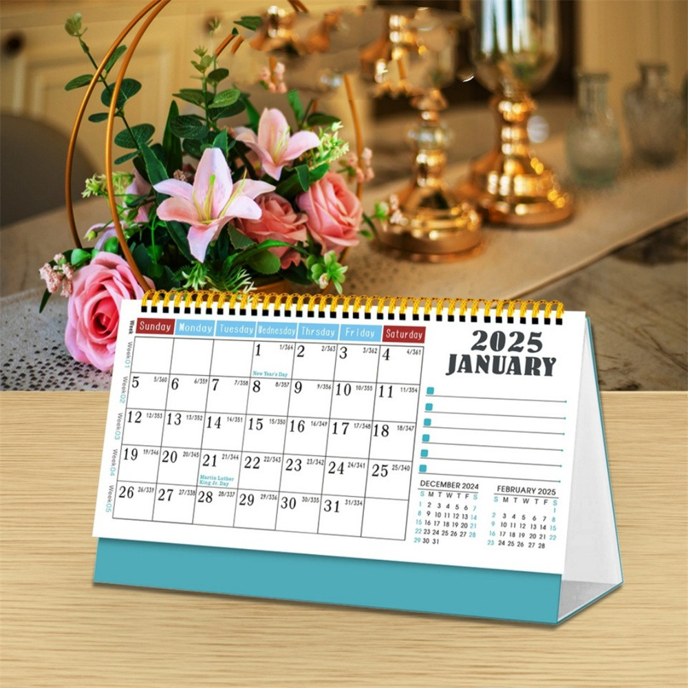 Mini Desk Calendar 20252026 with Stickers, 18 Months Standing Flip