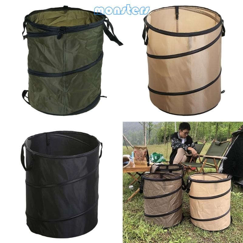 Mon Folding Camping Trash Can Reusable Yard Waste Bag Portable Garbage ...