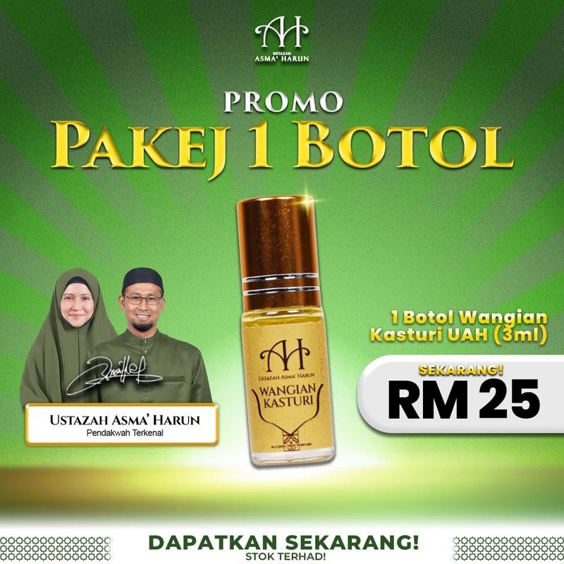 Botol Kuning - 1 Botol (3ml) Wangian Kasturi Ustazah Asma' Harun ...