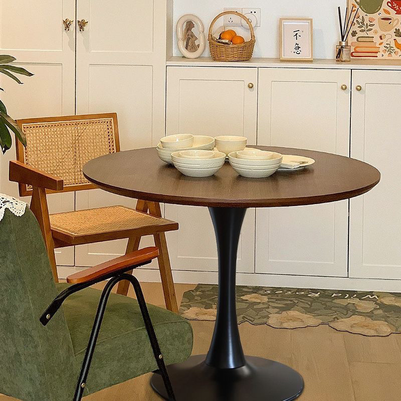 [24 Hours Shipping] Nordic Retro Walnut Round Solid Wood Round Table ...