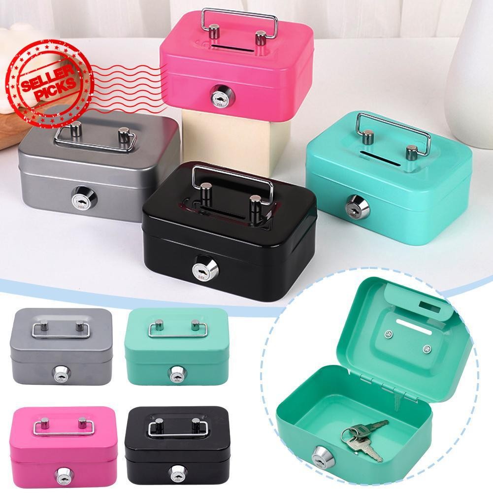 Money Safe Box Lockable Cash Box With Key,portable Piggy Box Made Of ...