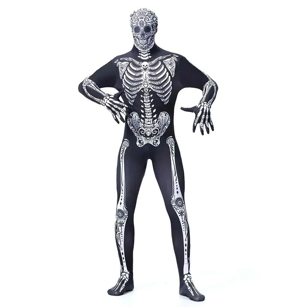 Purim Halloween Costumes For Men Day Of The Dead Scary Zombie Skeleton