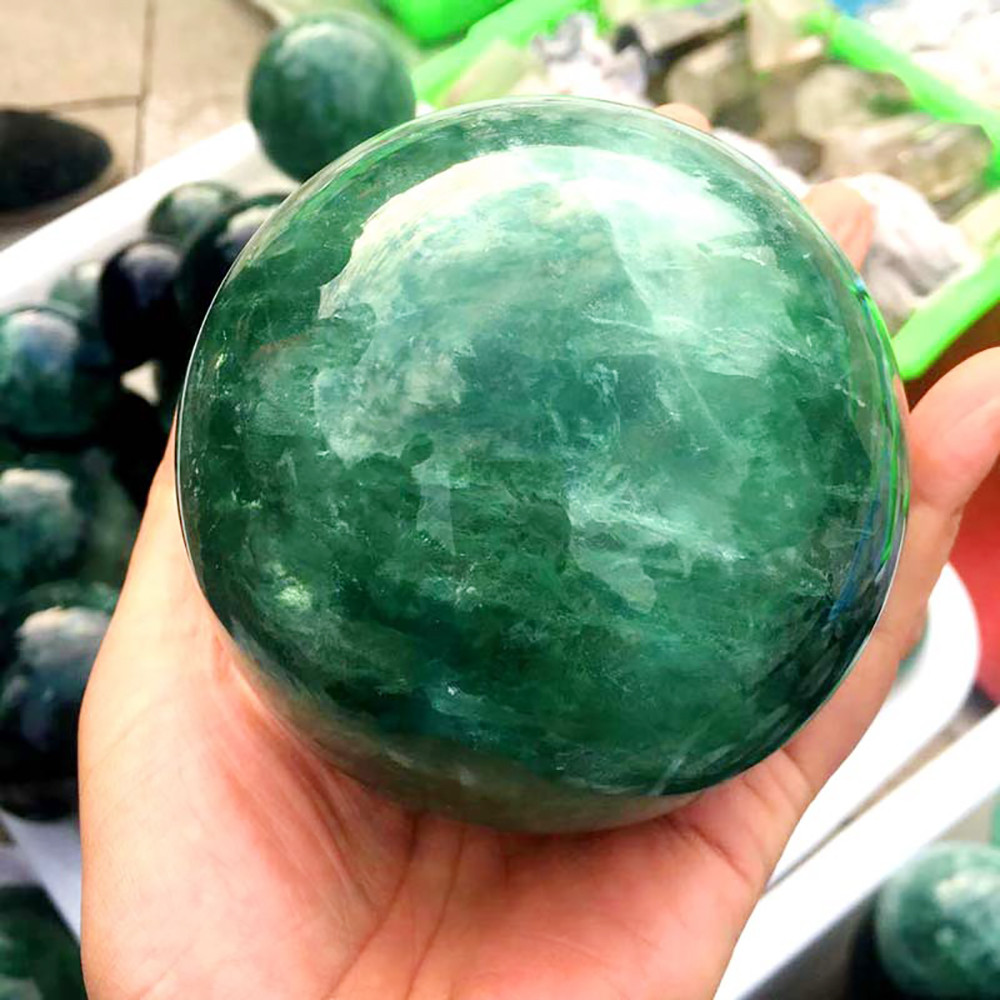 Natural Green Fluorite Crystal Ball Green Orb 6cm Reiki Healing Wealth ...