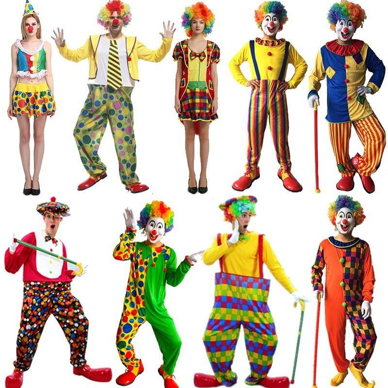Men's Clown Costume Adult Evil Circus Cosplay Scary Men Bloody Killer